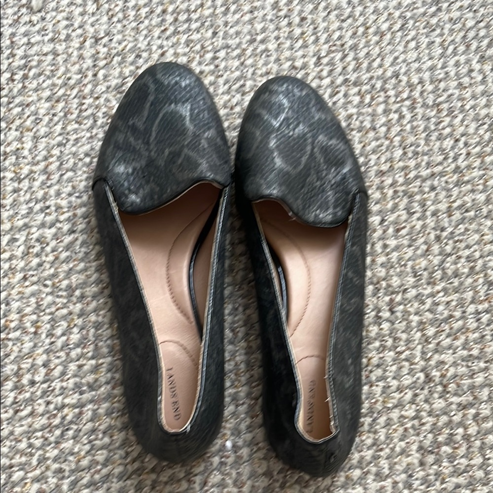 Lands' End Black Flats with Textured Pattern